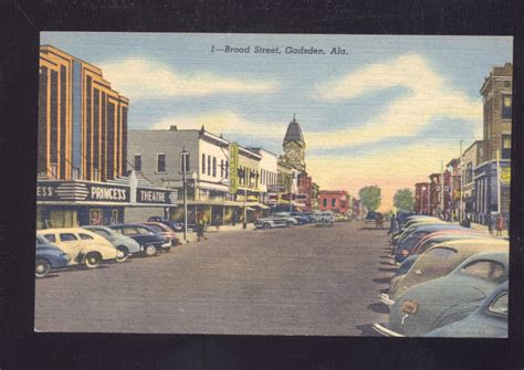 Gadsden Alabama Downtown Broad Street Scene Vintage Postcard 1940'S Cars | United States ...