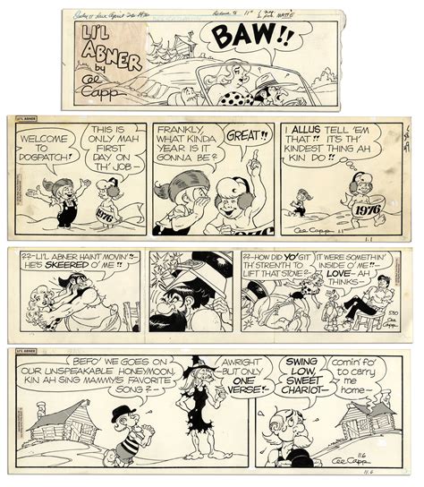 Lot Detail - Lot of 4 ''Li'l Abner'' Comic Strips From 1976 -- Hand-Drawn & Signed by Capp ...