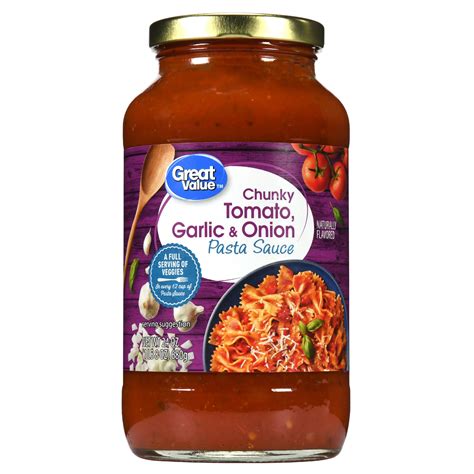 (4 Pack) Great Value Chunky Tomato Garlic & Onion Pasta Sauce, 24 oz ...