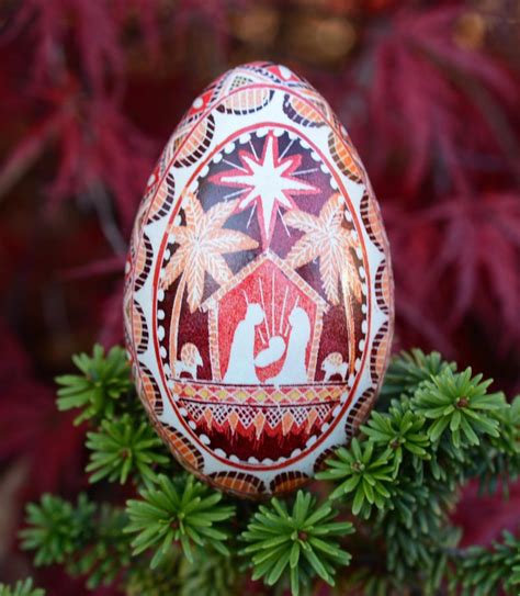 Nativity set Christmas pysanka egg ornament religious gift hand painted goose eggshell – Pysanky ...