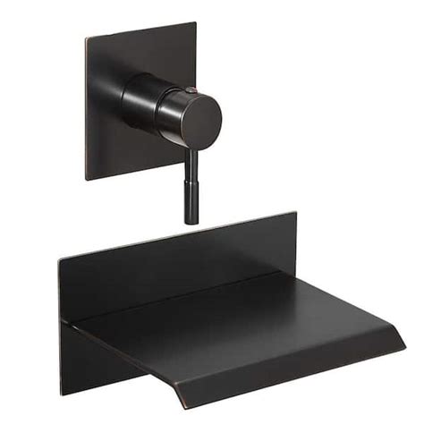 BWE Single Handle Rectangular Waterfall Wall Mounted Tub Faucet Bathtub Filler in Oil Rubbed ...