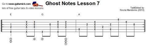 Ghost Notes guitar lesson 7: GuitarNick.com