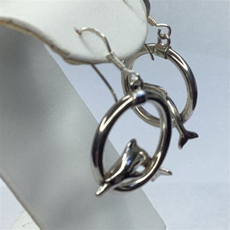 New Sterling Silver 925 Dolphin Circle Wire Drop Earrings – Pawn Man Store