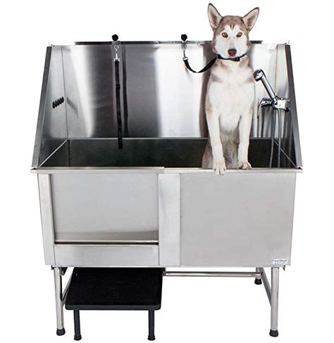 PawBest 48" Stainless Steel Dog Grooming Bath Tub (with Ramp, Faucet ...