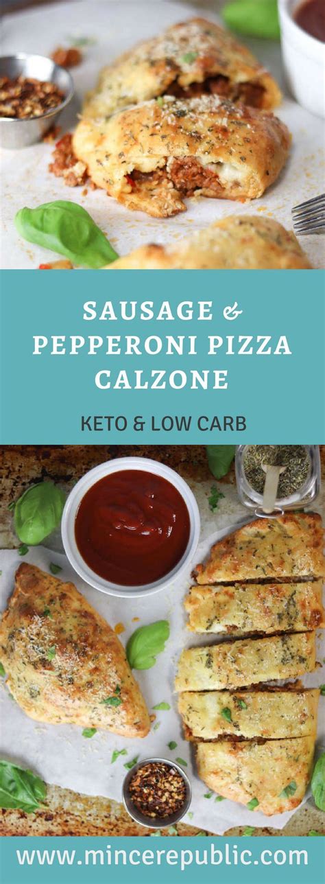 sausage and peperoni pizza calzonene with keto and low carb