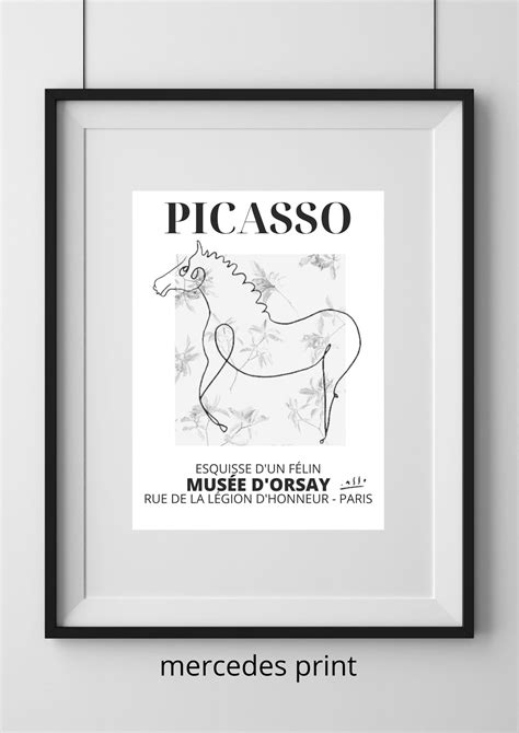 Pablo Picasso Horse Sketch Exhibition Vintage Line Art - Etsy