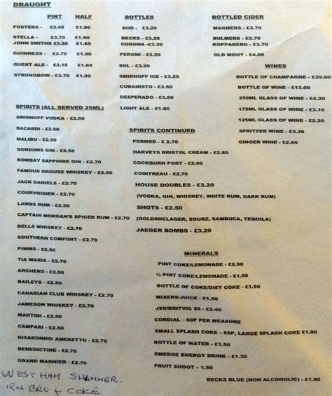 Menu at Jolly Miller pub & bar, Bexleyheath