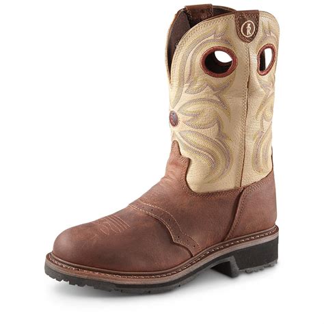 Tony Lama Men's 3R Cowboy Work Boots, Steel Toe, Waterproof, Sienna Grizzly - 655417, Cowboy ...