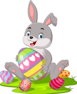 Cartoon Easter Bunny Clipart Vector, Cartoon Little Bunny With Easter ...