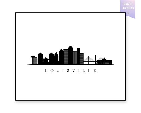 Louisville Skyline Print. Louisville KY Black Silhouette. Digital Print ...