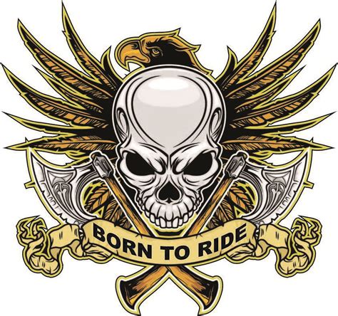 Born To Ride Sticker, Harley Davidson Style Helmet Decal Motorcycle ...