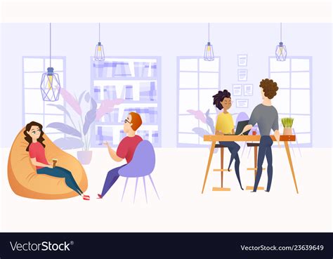 Working environment in company office Royalty Free Vector