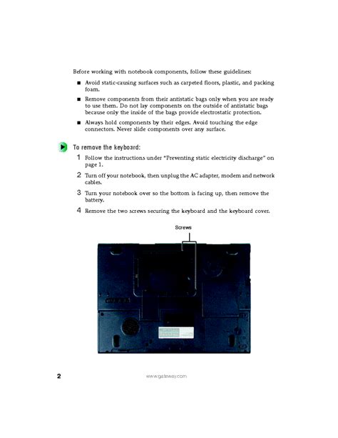 GATEWAY M500 M505 REMOVE REPLACE KEYBOARD Service Manual download, schematics, eeprom, repair ...