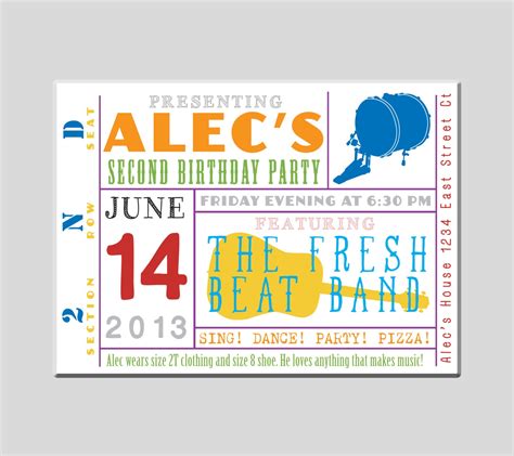 Music Concert Ticket Birthday Party Invitation