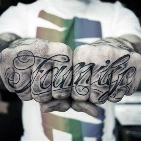 Men's Family Tattoo on Fingers | Hand tattoos for guys, Knuckle tattoos, Family tattoos for men