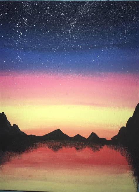 Mountains at Sunset Painting