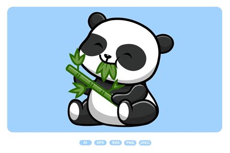 Cute Panda Eat Bamboo Graphic by mokshastuff · Creative Fabrica