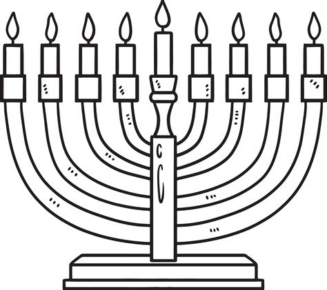 Hanukkah Menorah Isolated Coloring Page for Kids 11416909 Vector Art at ...