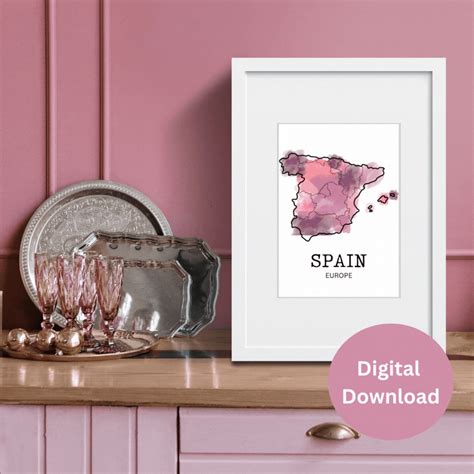 Add this watercolor Map of Spain to any room to give it a bit of color! Comes in a variety of ...