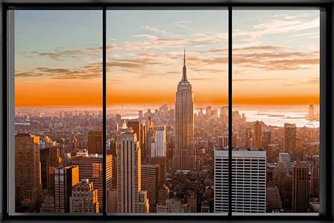 Poster New York - Manhattan Skyline Window View, en vente sur Close Up