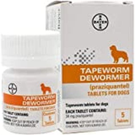 Bayer Tapeworm Dewormer (praziquantel tablets) for Dogs, 5-Count Praziquantel Tablets for Dogs ...