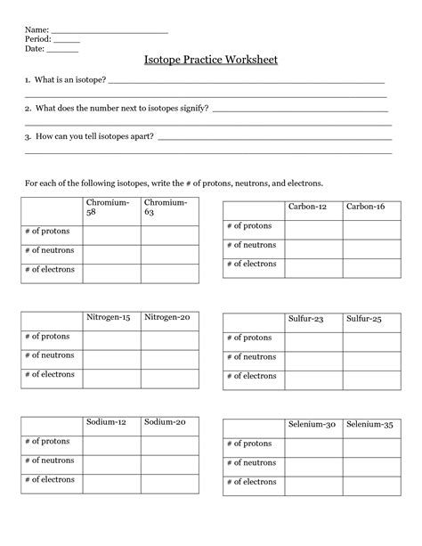 SOLUTION: Isotopes worksheet review - Studypool