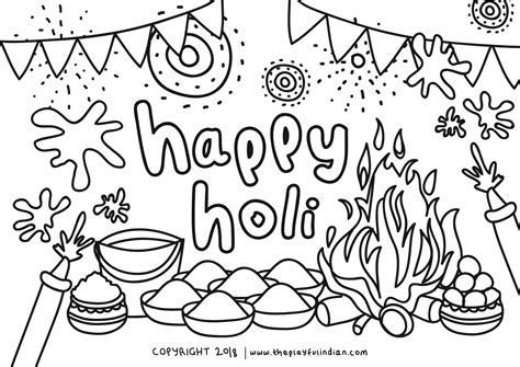 Free Holi Festival Colouring Pages To Download For Kids