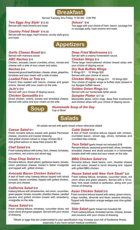 Our Menu – Apogee Pub & Eatery