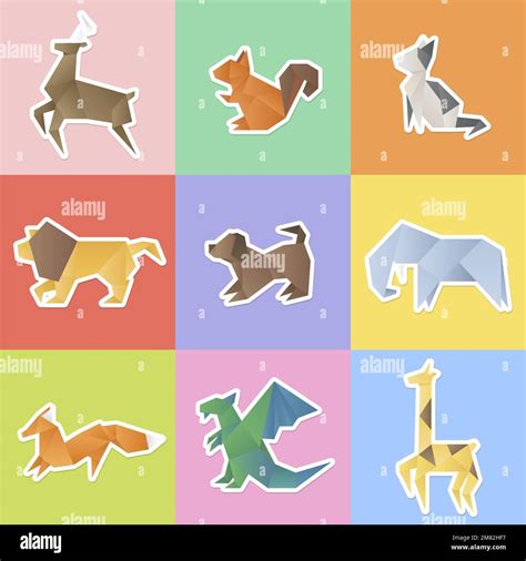 Origami animals sticker vector set Stock Vector Image & Art - Alamy