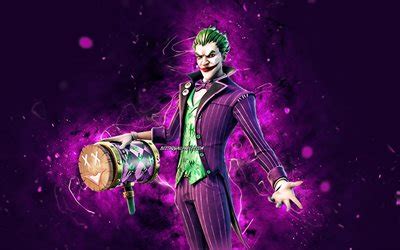 Download wallpapers The Joker, 4k, violet neon lights, Fortnite Battle ...