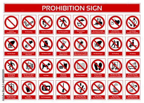 Set of Prohibition Sign. Forbidden Sign In White Pictogram. ISO 7010 ...