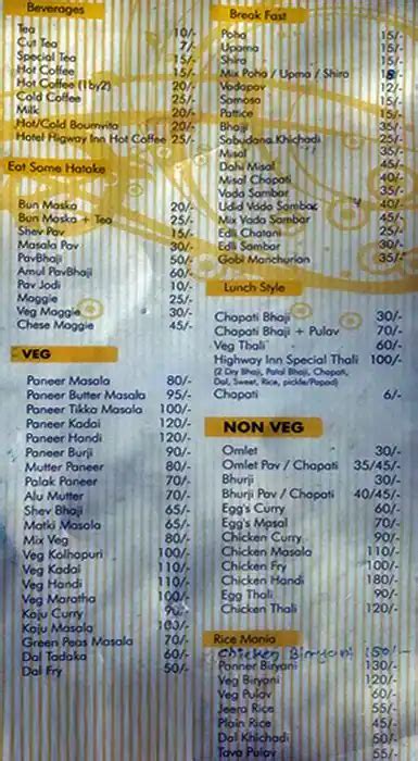 Hotel Highway Inn Menu, Menu for Hotel Highway Inn, Narhe, Pune - Zomato