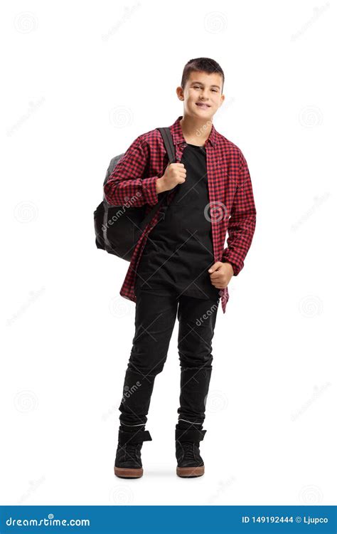 Trendy Teenage Boy with a Backpack Smiling at the Camera Stock Photo - Image of joyful, single ...