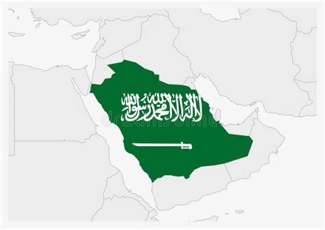 Saudi Arabia Map Highlighted in Saudi Arabia Flag Colors Stock Vector ...