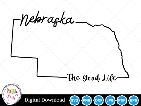 Nebraska State Outline Design, Nebraska PNG, Nebraska SVG, Nebraska Cut Files, Digital Download ...