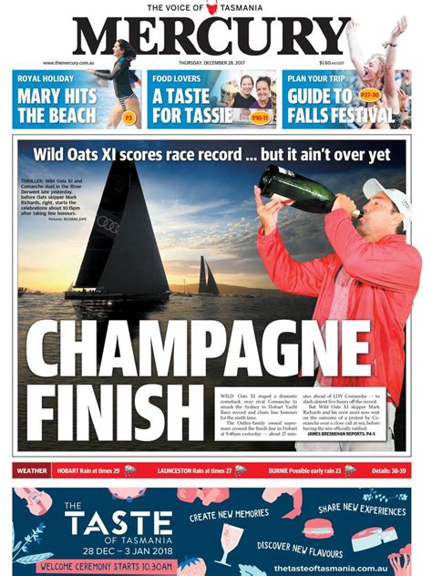 Photos: Mercury Newspaper’s front page coverage of the Sydney to Hobart Yacht race through it’s ...