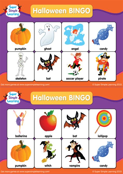 Halloween BINGO Cards - Super Simple