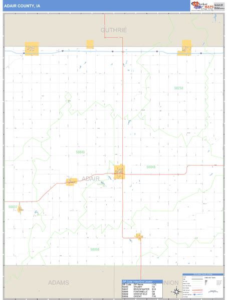 Adair County, Iowa Zip Code Wall Map | Maps.com.com