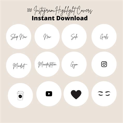 Stylish Instagram Highlight Covers, 100 Minimal Aesthetic Black and ...