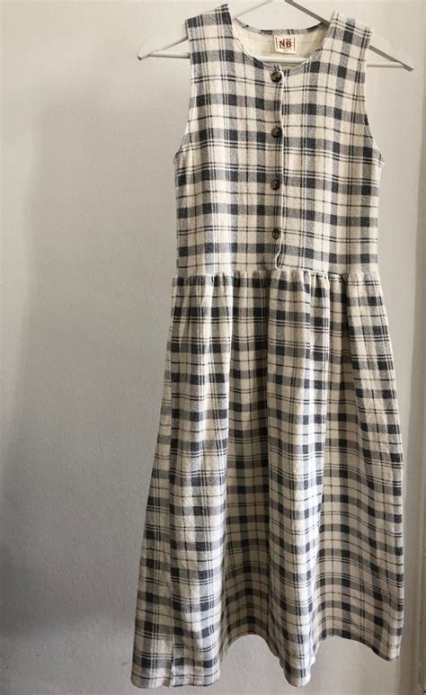 Vintage White 100% Cotton Checkered Dress / White Vintage | Etsy