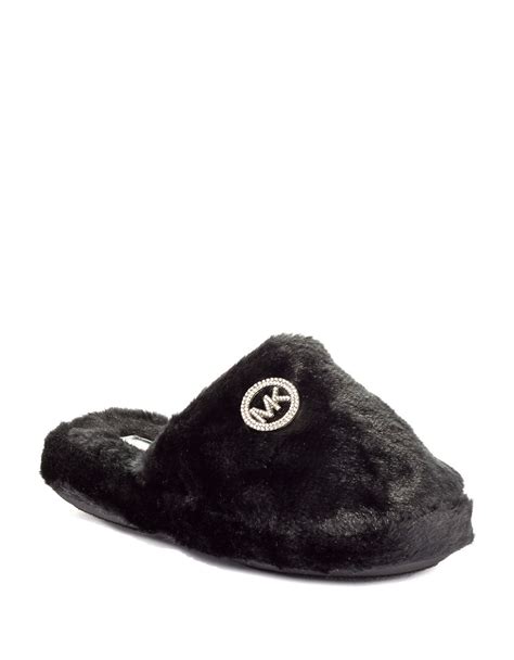 Lyst - Michael Michael Kors Faux Fur Slippers in Black