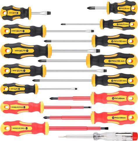 Amartisan 15-Piece Magnetic Screwdrivers Set, 5 Phillips 5 Slotted Tips ...