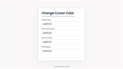 CodePen - Change color of the input text cursor using CSS