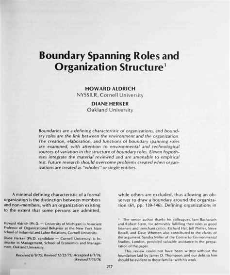 (PDF) Boundary Spanning Roles and Organization Structure