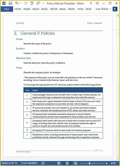 Free Policy and Procedure Manual Template Of Download Policy & Procedures Manual Templates Ms ...