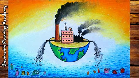 Water pollution drawing||air pollution painting||save environment ...