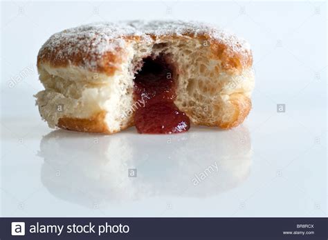 jelly doughnut with bite taken jam filling oozing donut cookie Stock ...