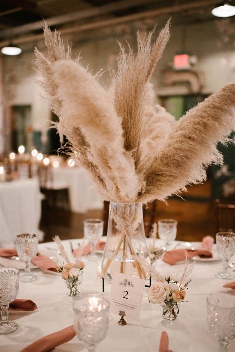 Pampas Grass and Blush Accents - An Industrial Chic Wedding at The Engine Room - Engaged Life ...