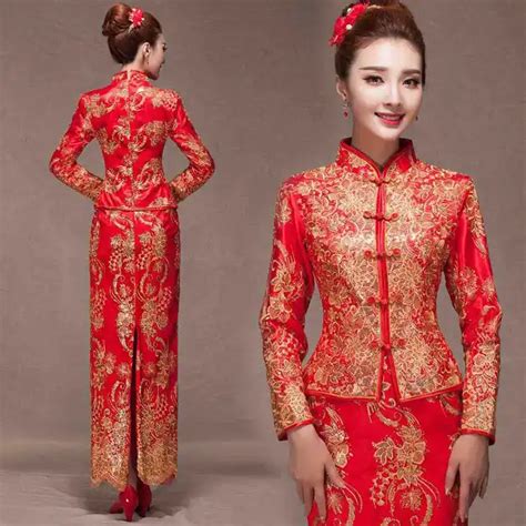 Aliexpress.com : Buy Chinese Wedding Dresses Red Lace Cheongsam Qipao ...