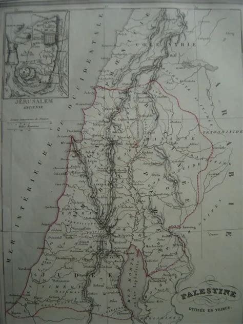 TRIBAL DIVIDED PALESTINE MAP c1850 Israel Jordan Ancient Jerusalem $8.56 - PicClick